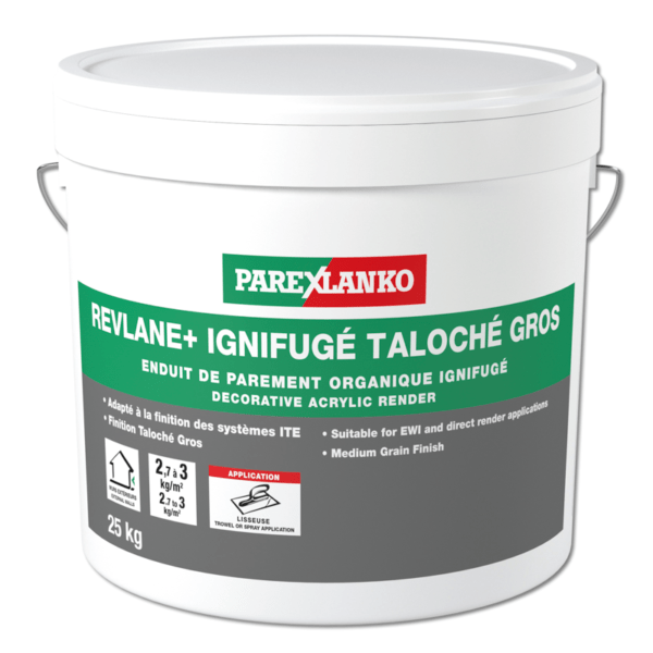 Gbr Parex Revlane+ Ignifuge Taloche Gros Pack 25kg Various Colours
